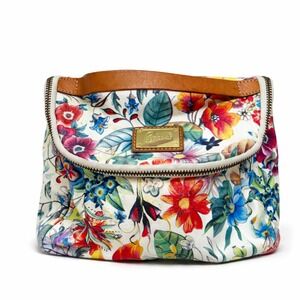 Cavalcanti Genuine Leather Italian Floral Small Satchel Handbag Zip Closure